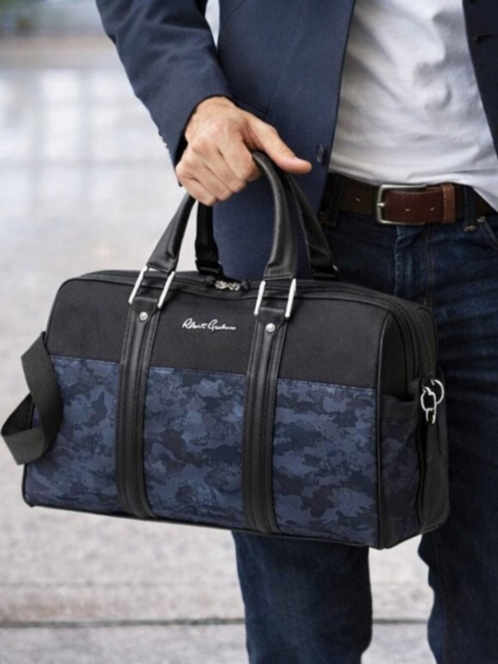 Robert Graham Reavy Black Blue Camo Weekender Duffle Style Carry-On Bag